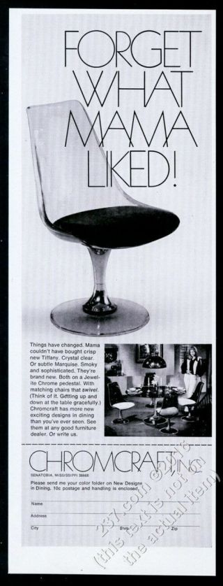 1970 Chromcraft Modern Pedestal Chair Photo Vintage Print Ad