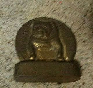 Very Old Iron/bronze Pug Bulldog Paperweight With Naughty Joke