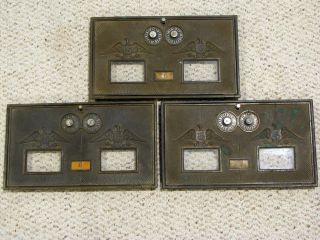 Group Of 3 Large Corbin Double Eagle Post Office Box Doors - Solid Brass