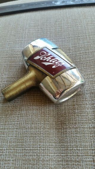 Vintage Schlitz Beer Tap Handle Brass Good Rat Rod Shift knob 2