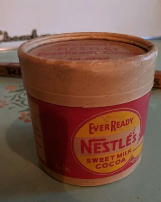 Nestle’s Sweet Milk Cocoa Vintage Cardboard Container,  C1940s