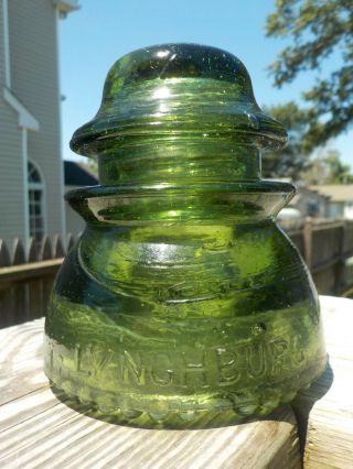 Light Olive Yellow Green Cd 154 Lynchburg Glass Insulator