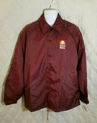 Taco Bell Maroon Snap Button Lightweight Jacket Size Large B67