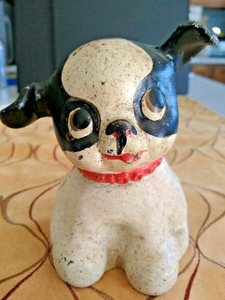 Hubley Vintage 1914 - 1935 Cast Iron Metal Bank Dog Fido On Front Collar