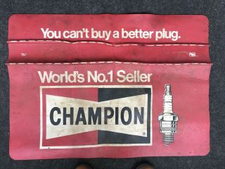 Old Vintage Champion Spark Plugs Advertising Mechanic Fender Cover Mat Protector