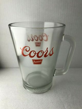 Vintage Coors Premium Glass Bar 7 Inch Pitcher Heavy Glass