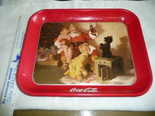 1986 Christmas Coca - Cola Tray Vintage Santa