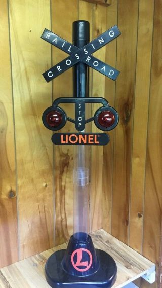 Lionel Railroad Crossing Coin Bank With Lights And Sound 4 Feet Tall