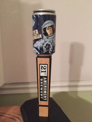 21st Amendment Brewing Bitter American Beer Tap Handle Space Monkey Can Top