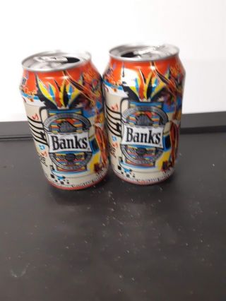 Set Of 2 Caribbean Empty Beer Cans - Banks - Barbados - 2018 Limited Edition
