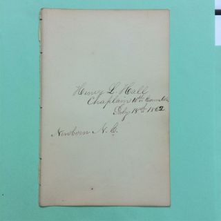 1862 Civil War Era Autograph Card Signed (acs),  Henry L.  Hall,  Chaplain