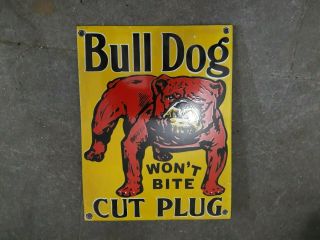 Porcelain Bulldog Enamel Sign Size 11 " X 8.  5 " Inch