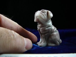 (y - Dog - Sh - 702) Pink Marble Shar Pei Pug Sharpei Dog Dogs Figurine Carving Love