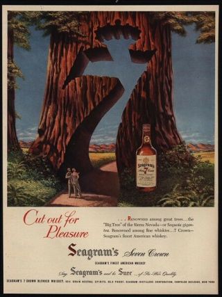 1947 Sequoia Gigantea - Giant Carved 7 Sequoia Tree - Seagram 