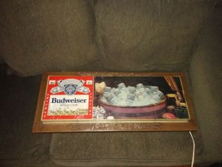 Rare Vintage Budweiser King Of Beers Clydesdale Lighted Sign Light 34 X 14