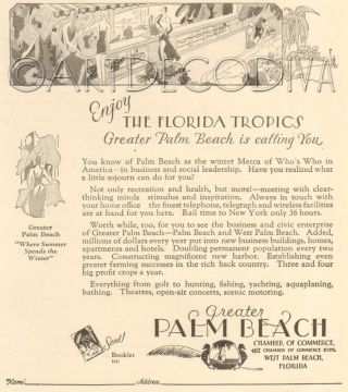 Antique Chamber Of Commerce West Palm Beach Florida Fl Art Deco Swimming Pool Ad