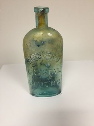 Sawyers Crystal Blueing Old Glass Bottle