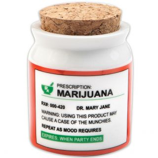 Ceramic Prescription Pot Jar - Fresh Cork Seal - 3.  25 " Tall Marijuana Stash