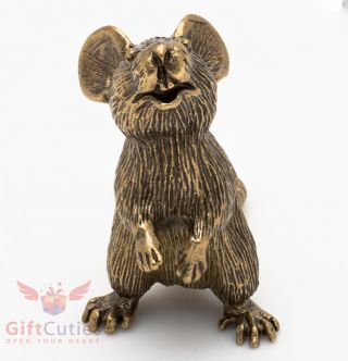 Solid Brass Figurine Of Mouse Mice Rat On Legs Talisman Ironwork
