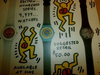 Vintage 1986 SWATCH Watch Advertising Print Ad By Keith Haring 12H X 9 5/8W Good 3