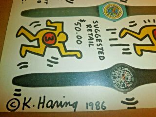 Vintage 1986 SWATCH Watch Advertising Print Ad By Keith Haring 12H X 9 5/8W Good 4