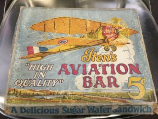 Rare 1920s 5 Cent Old Time Store Display Candy Bar Box Milk Itens Aviation