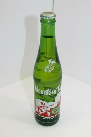 Vintage Full Mountain Dew Soda Bottle Hillbilly 1960s Tickle Innards 10oz 1