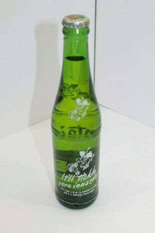 Vintage FULL Mountain Dew Soda Bottle Hillbilly 1960s Tickle Innards 10oz 1 2