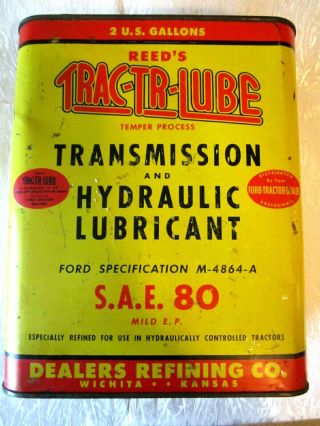 Old Vintage 2 Gallon " Trac - Tr - Lube " Oil Can Metal Graphics Container Tin