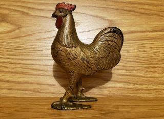 Antique A.  C.  Williams Cast Iron Rooster Still Bank W/ &
