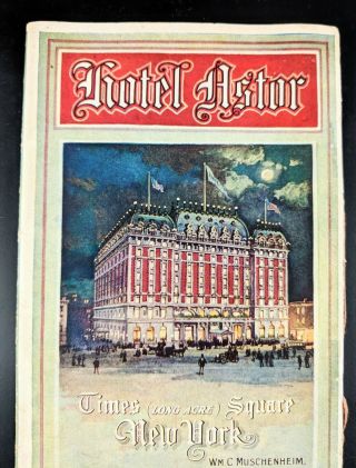Rare Circa 1910s 20s Hotel Astor Times Square York City Great Illustrations