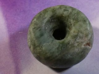 Ancient Pre - Columbian Mesoamerican Green Jade Necklace Bead 13.  6 By 6.  6 Mm