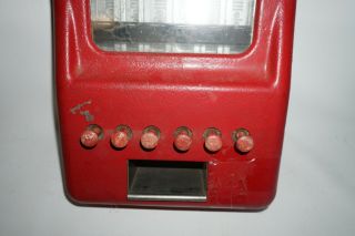 Vintage Metal 1 Cent Gum Ball Vending Machine All Red W/ Keys AD31 3