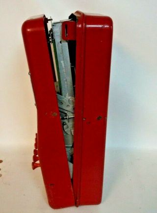 Vintage Metal 1 Cent Gum Ball Vending Machine All Red W/ Keys AD31 4