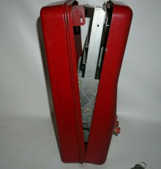 Vintage Metal 1 Cent Gum Ball Vending Machine All Red W/ Keys AD31 6