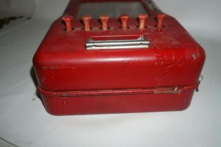 Vintage Metal 1 Cent Gum Ball Vending Machine All Red W/ Keys AD31 8