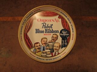 Vintage Pabst Blue Ribbon Beer Round Serving Tray Barbershop Quartet Bar Top