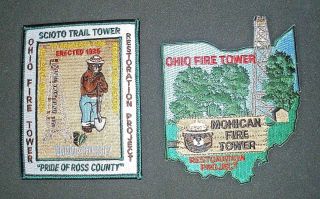2 Smokey Bear Patches,  Licensed Ohio Fire Tower Restoration Project