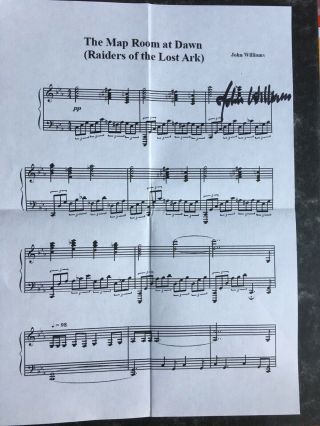 John Williams Hand Signed Autograph Raiders Of The Lost Ark Music Sheet