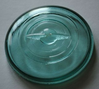 Vintage Blue Green Wide Mouth Lid For Ball Sure Seal,  Atlas.  Fruit Canning Jar