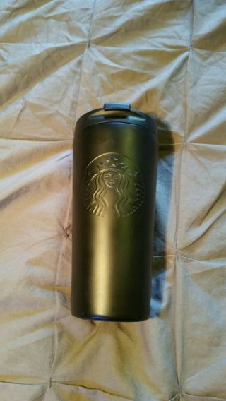 Starbucks Black Stainless Steel 16oz Travel Mug With Embossed Logo