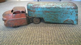 Vintage Red And Green Highway Freight Truck And Trailer From Wyandotte Toys