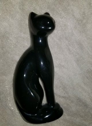 Vintage Black Cat Ceramic Statue
