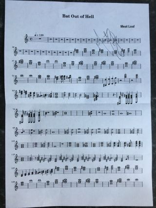 Meat Loaf Hand Signed Autograph “bat Out Of Hell” Signed Music Sheet