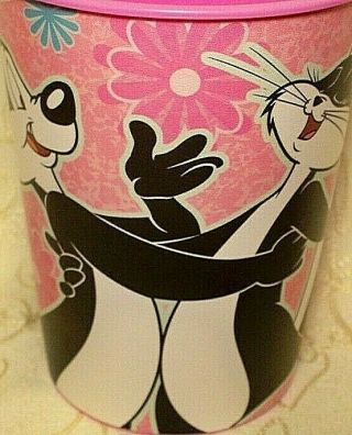 Hallmark Pepe Le Pew Penelope Plastic Cup Tumbler Pink Skunk Cat Valentine Day