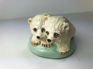 Basil Matthews (england) Hand Sculpted/hand Painted Whimsical Polar Bear Cubs