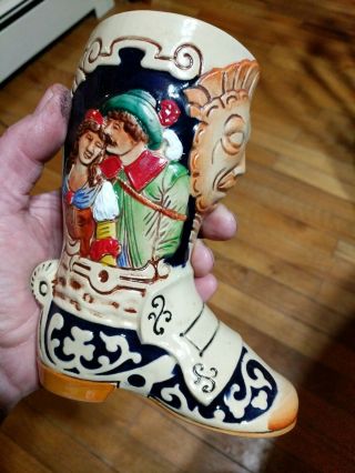 Vintage West German Ceramic Cowboy Boot Stein