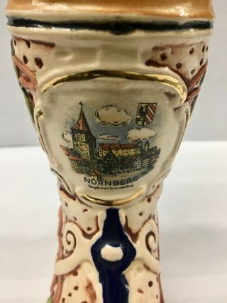 German Ceramic Beer Boot Stein - Nurnberg - Tiergarten Tower and Mountain 2