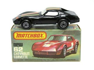 Matchbox Lesney No.  62f Chevrolet Corvette In Type ' K ' With  Box 2