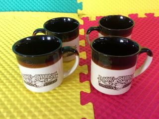 Vintage 1984 Set of 4 Hardee ' s Rise N Shine Homemade Biscuits Coffee Mugs 6